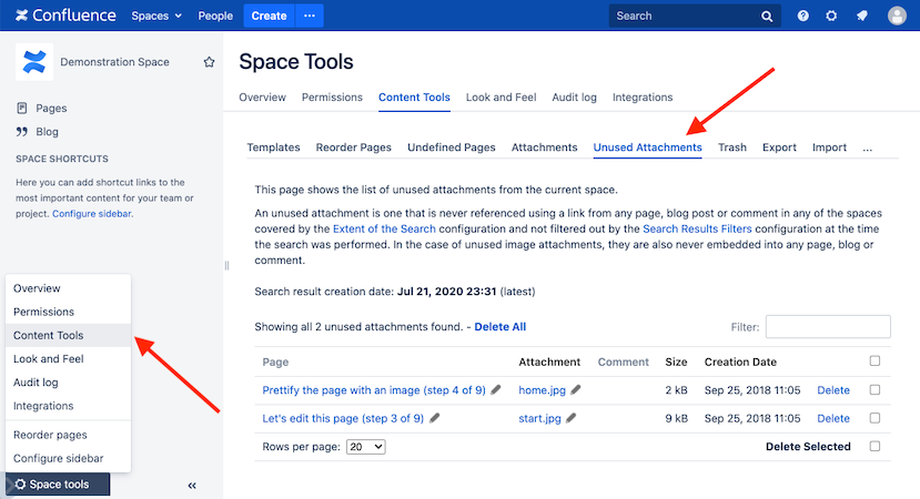 Space Unused Attachments Tab